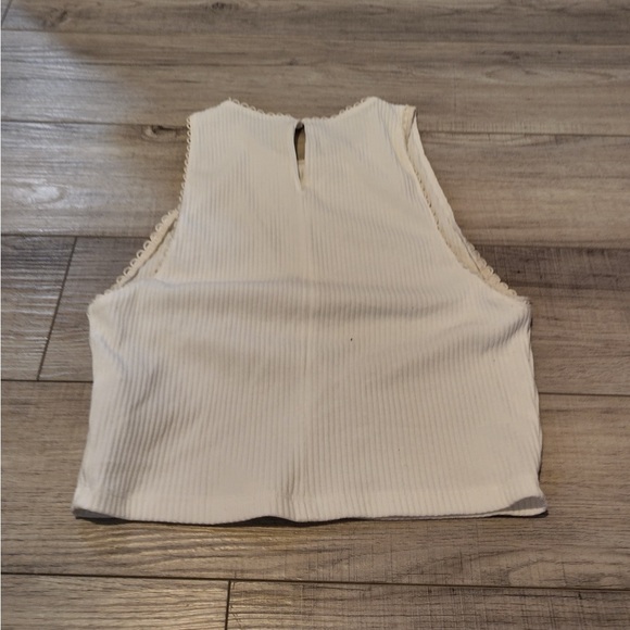 ZARA White High Neck Ribbed Crop Tank Top - Size L - Lagonlook Summer Fairy - Picture 6 of 14